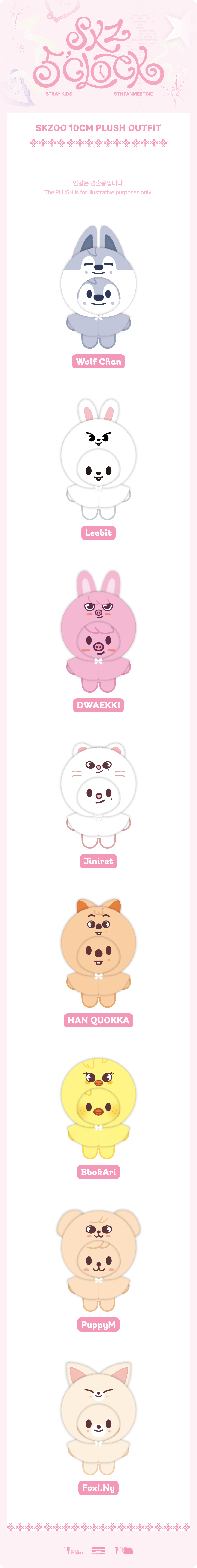 Stray Kids 5TH FANMEETING [SKZ 5'CLOCK] - SKZOO KEYRING MICRO Ver./PLUSH 10CM Ver./10CM PLUSH OUTFIT