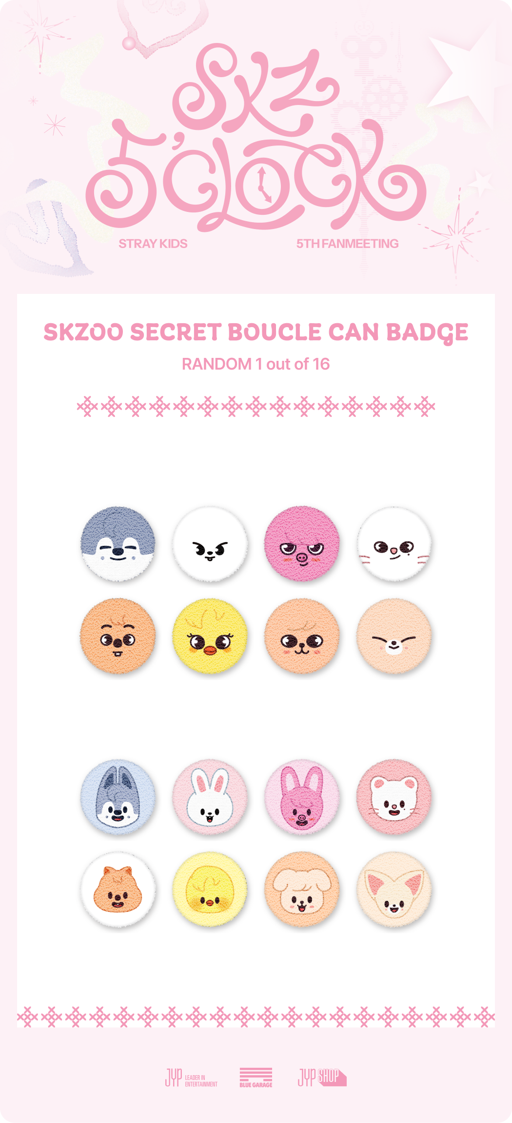 Stray Kids 5TH FANMEETING [SKZ 5'CLOCK] - SKZOO SECRET BOUCLE CAN BADGE/TINCASE POLAROID SET