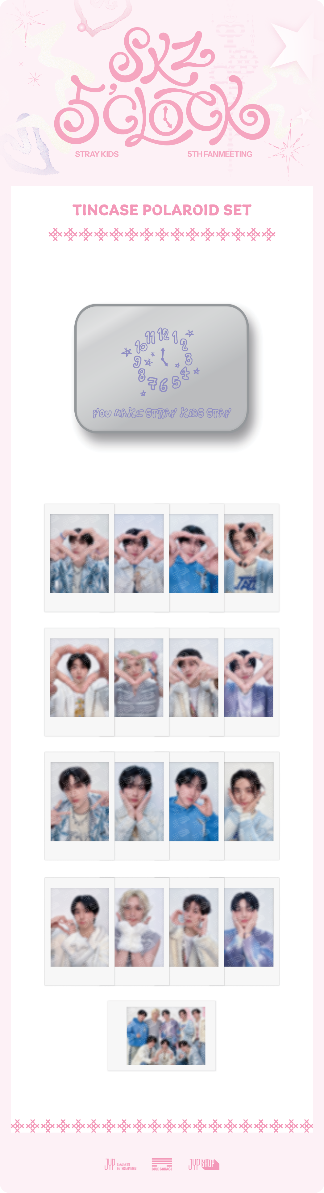 Stray Kids 5TH FANMEETING [SKZ 5'CLOCK] - SKZOO SECRET BOUCLE CAN BADGE/TINCASE POLAROID SET