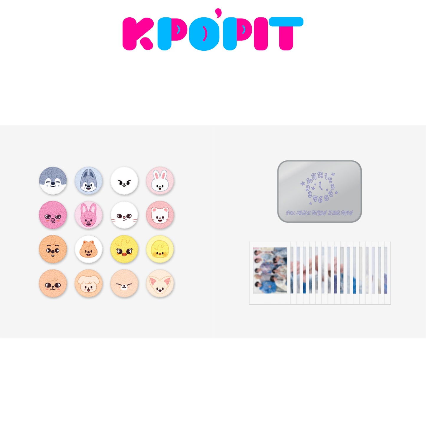 Stray Kids 5TH FANMEETING [SKZ 5'CLOCK] - SKZOO SECRET BOUCLE CAN BADGE/TINCASE POLAROID SET